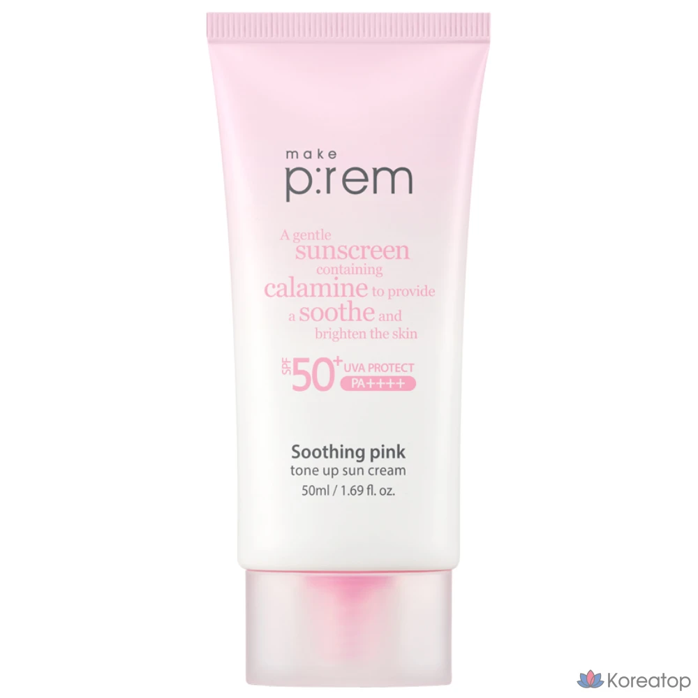 Успокаивающий розовый солнцезащитный крем MAKE P:REM Soothing Pink Tone-Up Sunscreen, 50 мл + 10 мл, 1 комплект, 60 мл