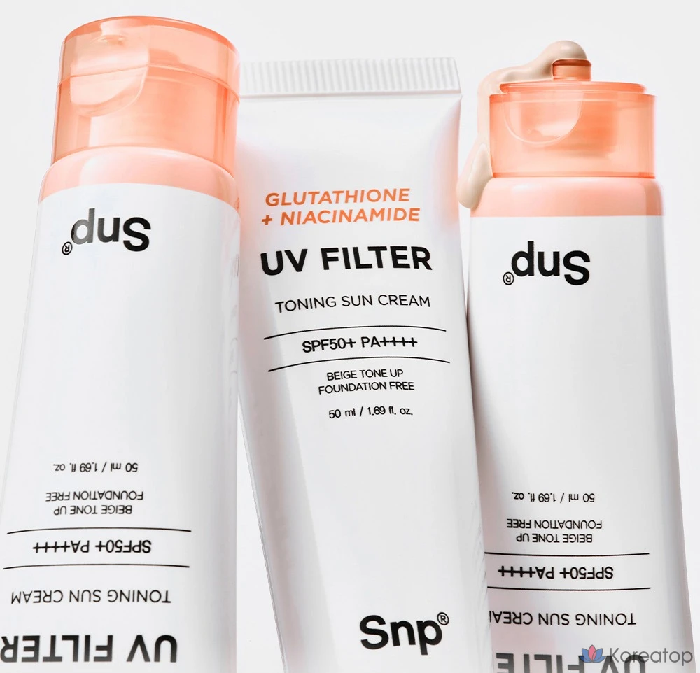 Солнцезащитный тонирующий крем SNP с глутатионом и ниацинамидом, УФ-фильтром, SPF50+ PA++++, 1 шт., 50 мл