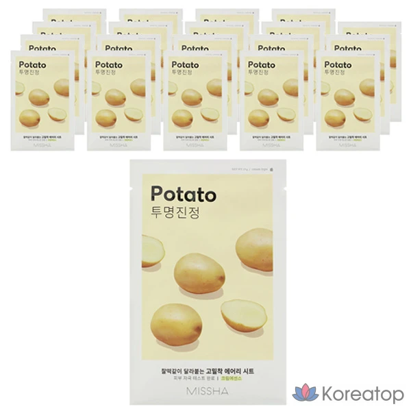 Тканевая маска Missha Airy Close-Fit Sheet Mask Potato, 1 упаковка, 20 штук