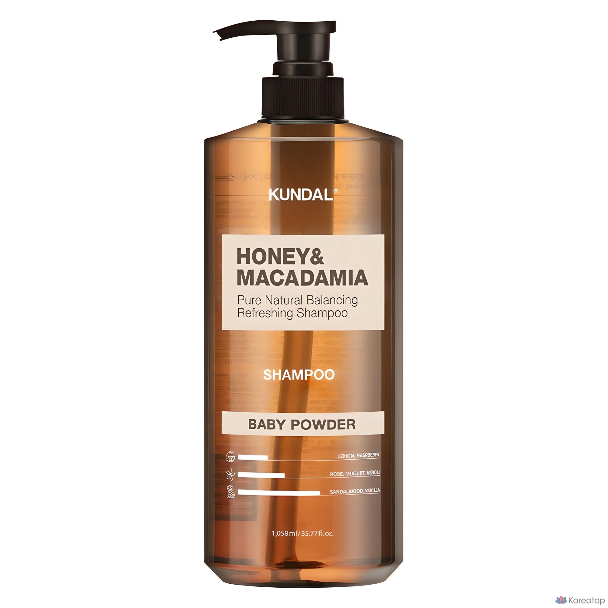 Шампунь Kundal Honey & Macadamia Nature с ароматом детской присыпки, 1,058 л, 1 шт.