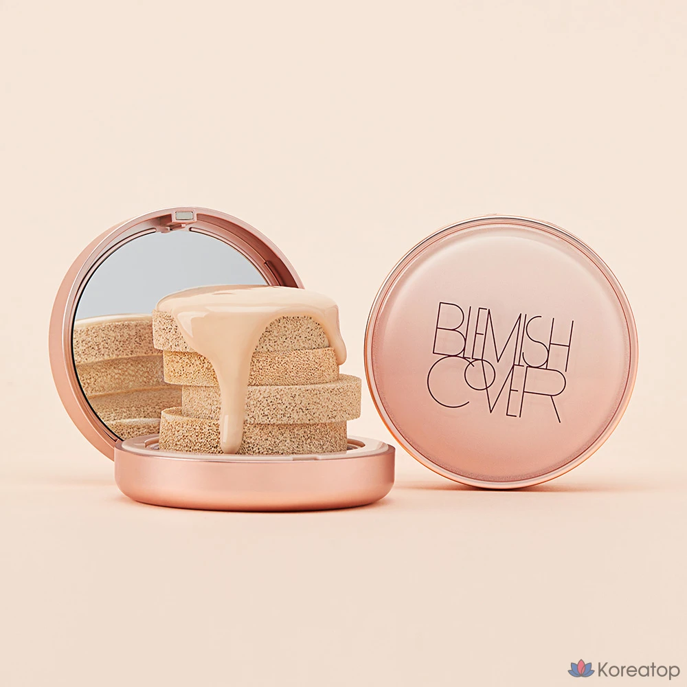 Тональный крем-кушон HANSKIN Semi-Matte Blemish Cover Conceal Cushion Foundation, основной продукт 11 г + сменный блок 11 г, крем N21, 1 шт., фото 4