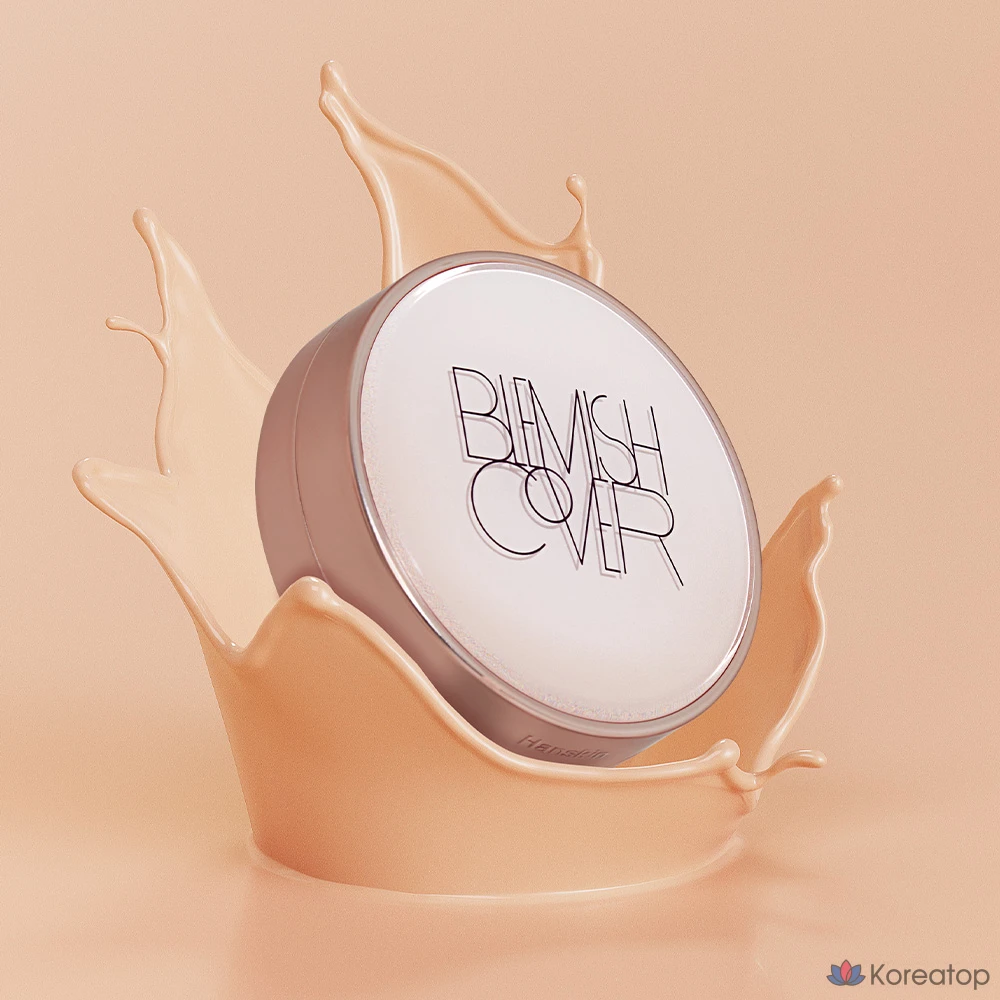 Тональный крем-кушон HANSKIN Semi-Matte Blemish Cover Conceal Cushion Foundation, основной продукт 11 г + сменный блок 11 г, крем N21, 1 шт., фото 9