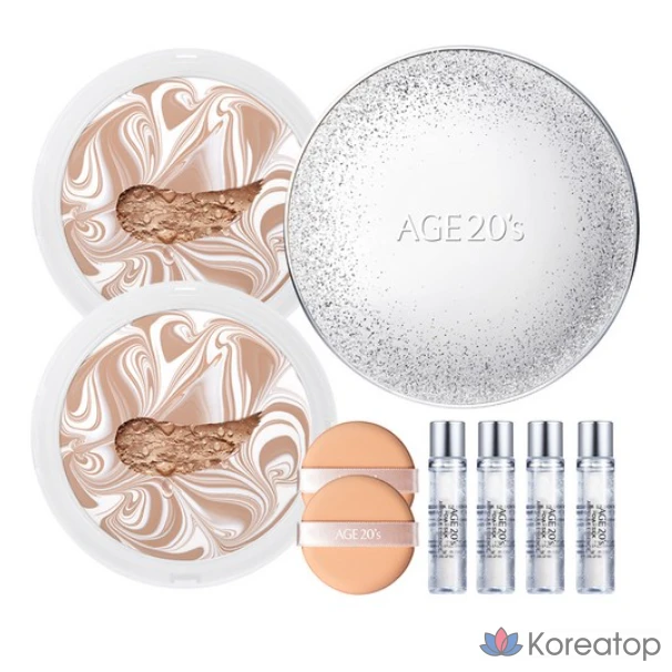 Age 20's Sparkle Case + сменный блок 12,5 г x 2 + ампула 10 мл x 4, белый, 3 комплекта