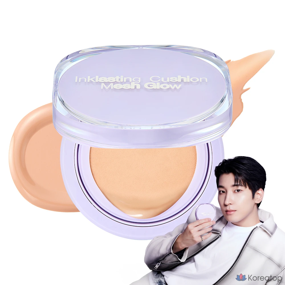 Тональный крем The Face Shop Mesh Glow Ink Lasting Cushion, 12 г, V203 Натуральный бежевый, 1 шт.