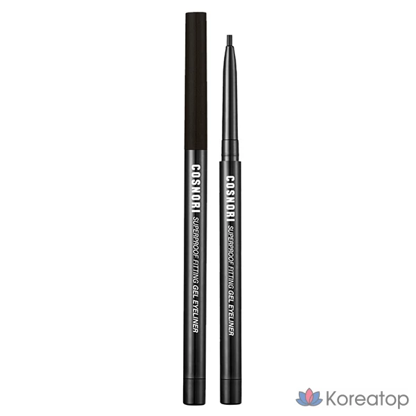 Гелевый карандаш для глаз Cosnori Superproof Fitting Gel Eyeliner Pencil 0.13g, 01 Vivid Black, 1 шт.