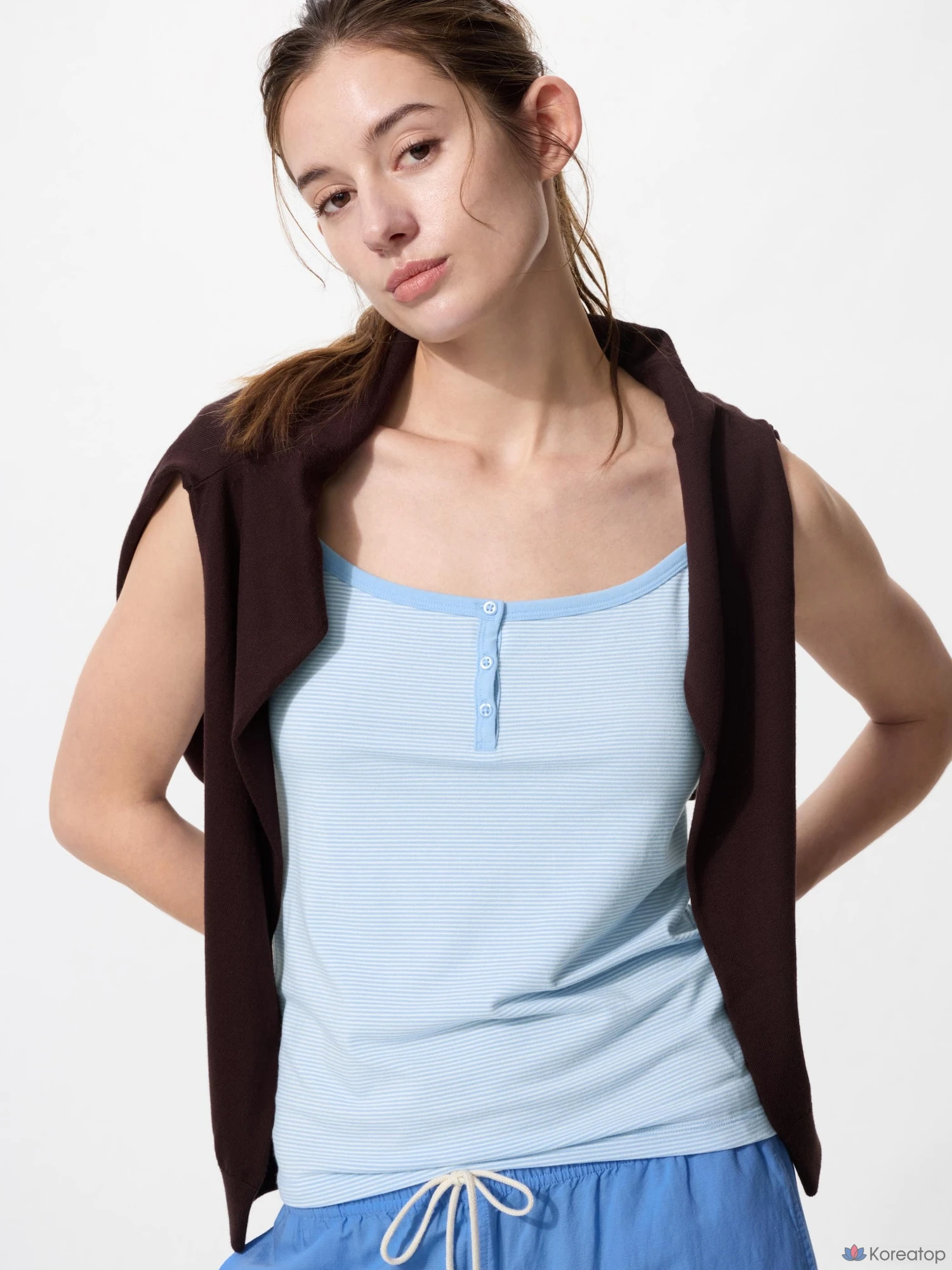 Топ Uniqlo Soft Modal Camisole, в полоску