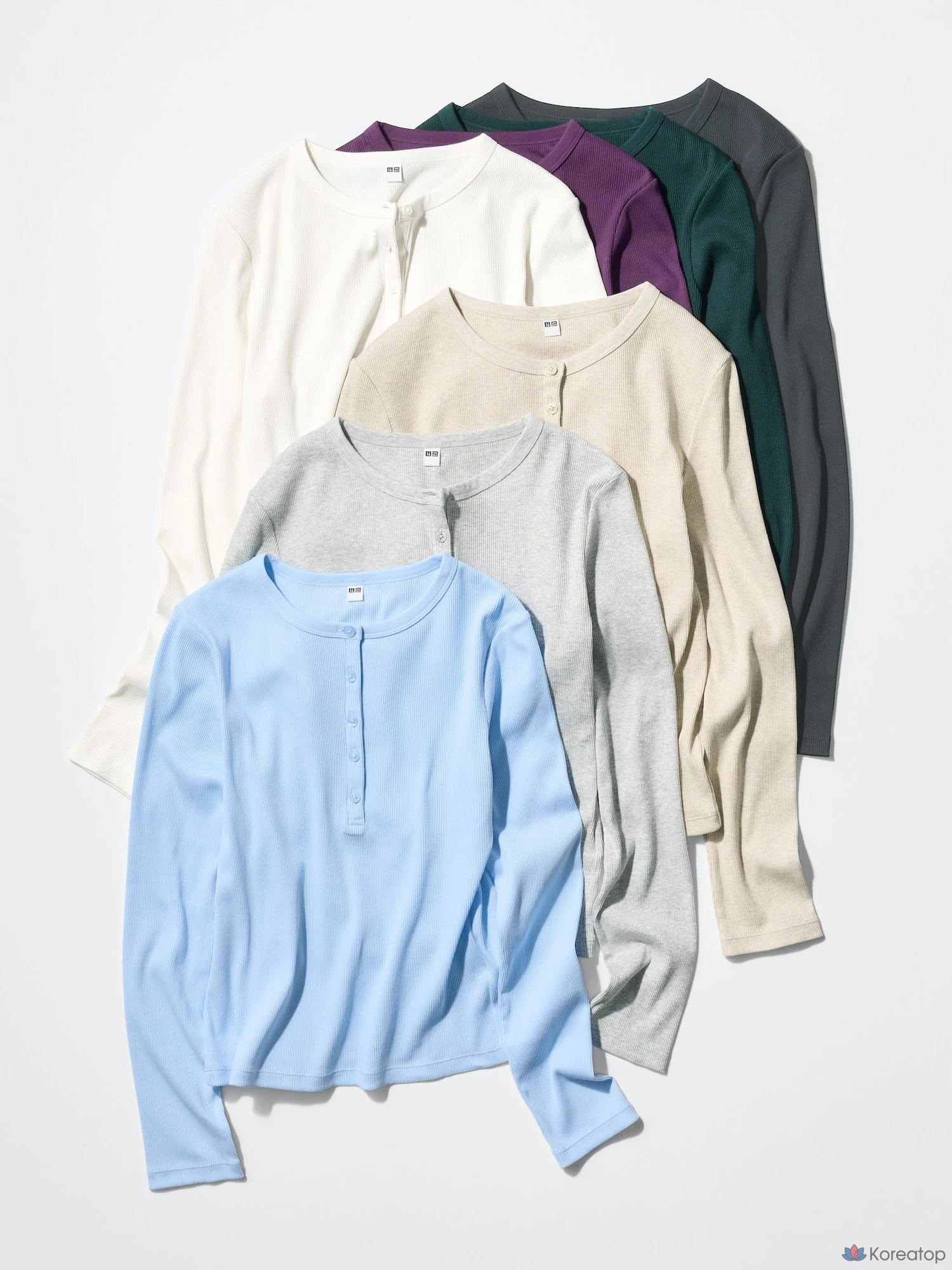 Футболка с длинным рукавом Uniqlo Rib Henley Neck T