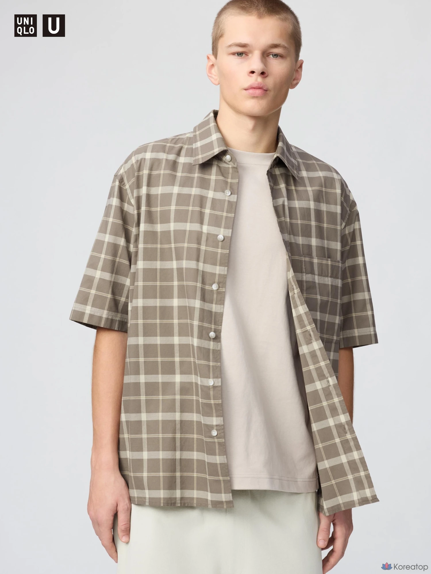 Рубашка Uniqlo Boxy Short Sleeve, в клетку