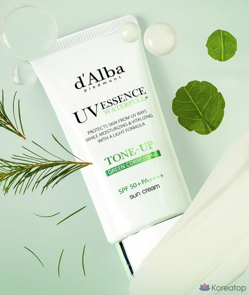 Солнцезащитный крем D'alba Clean Tea Tree Liposome Tone-Up Sunscreen Green SPF50+ PA++++, 2 шт., Очищающая сыворотка, 3 шт., 1 шт.