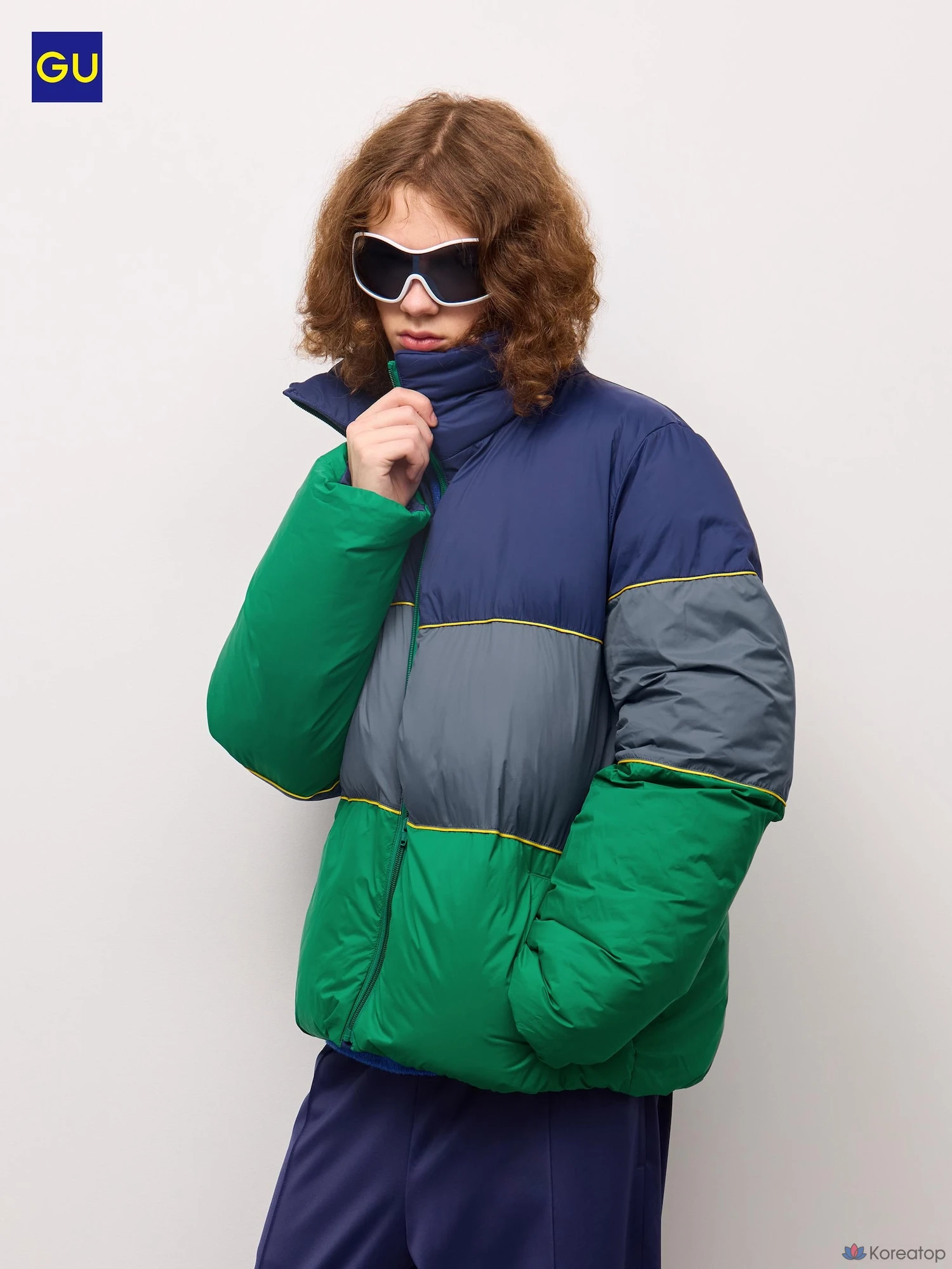 Утепленная куртка Uniqlo Warm Padded Stand Jacket, Colorblock