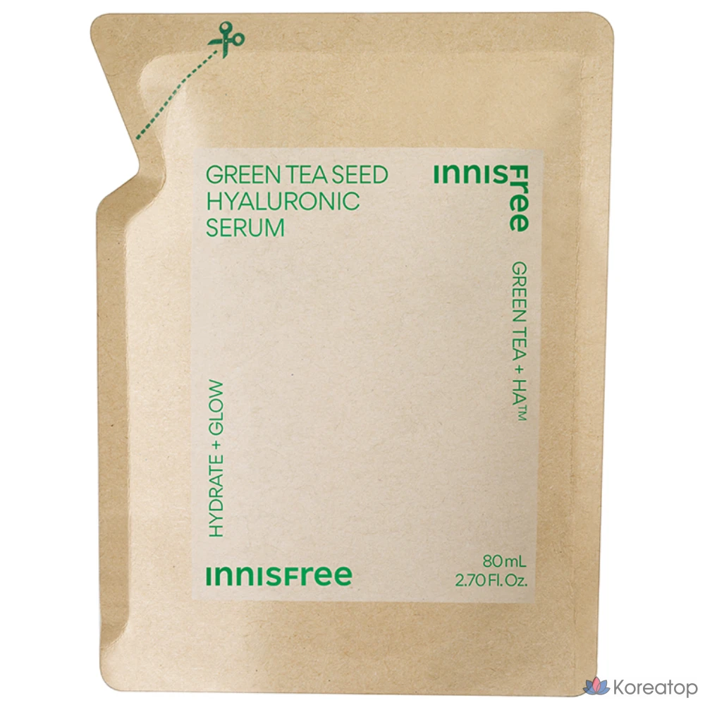 Сменный блок сыворотки Innisfree с гиалуроновой кислотой и экстрактом зеленого чая, 80 мл, 1 шт.