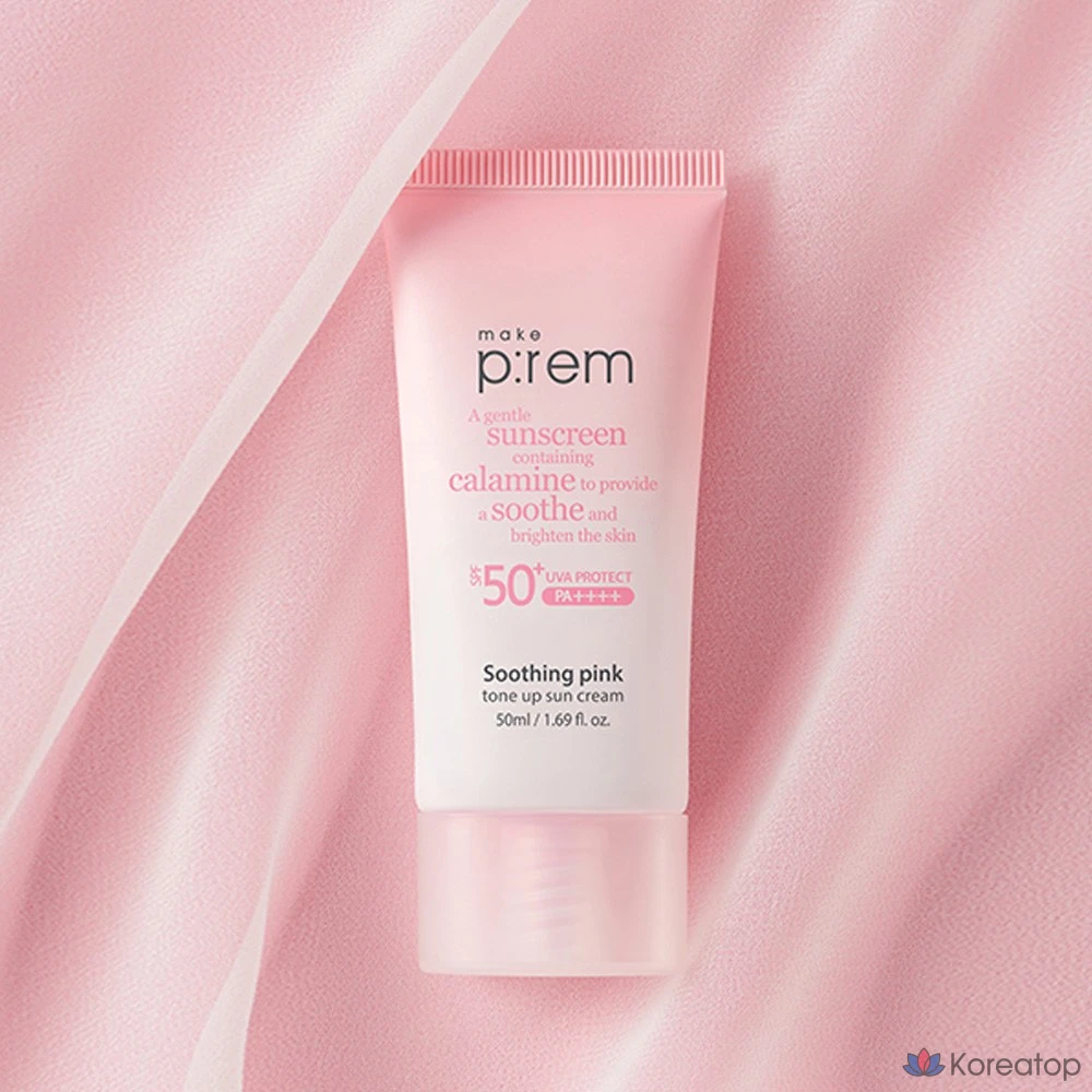 Успокаивающий розовый солнцезащитный крем MAKE P:REM Soothing Pink Tone-Up Sunscreen, 50 мл + 10 мл, 1 комплект, 60 мл, фото 2