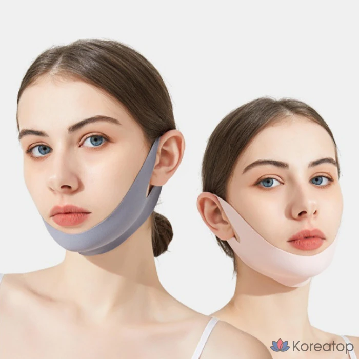 Эластичная корректирующая маска для лица Deep Talk Chin Lifting Band Face Contouring Elasticity Mask DT0883, 3 шт., серая., фото 2