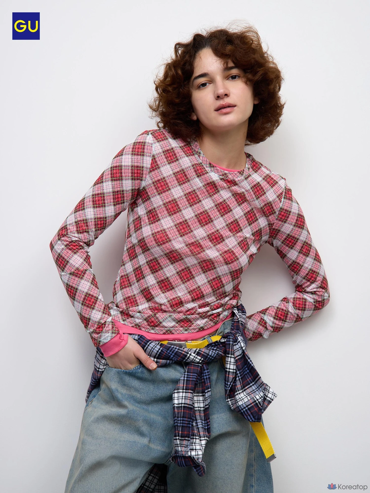 Футболка с длинным рукавом Uniqlo Sheer Check Long Sleeve T-Shirt