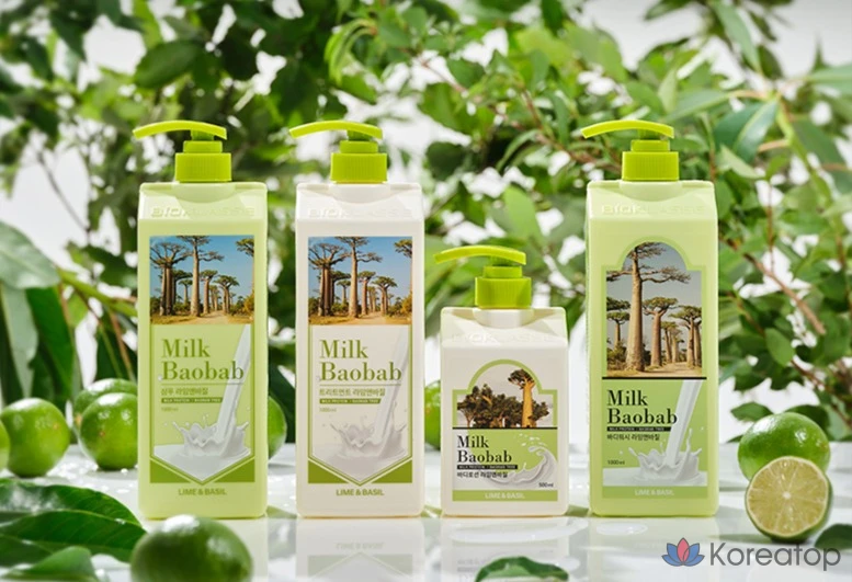 Средство для ухода за кожей на основе баобаба с лаймом и базиликом, 1 л, 1 бутылка.