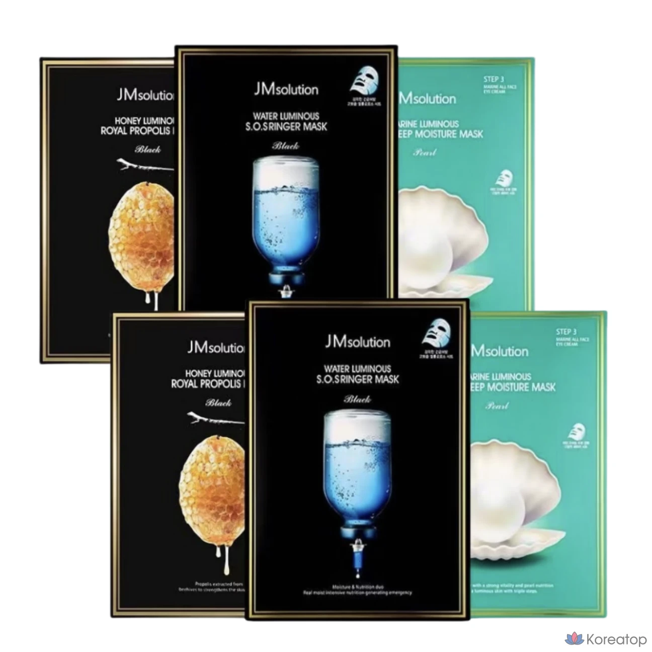 Набор масок JM Solution Mask Pack (10 шт. Honey Glow + 10 шт. Ringer Water Glow + 10 шт. Blue Glow), 6 штук.