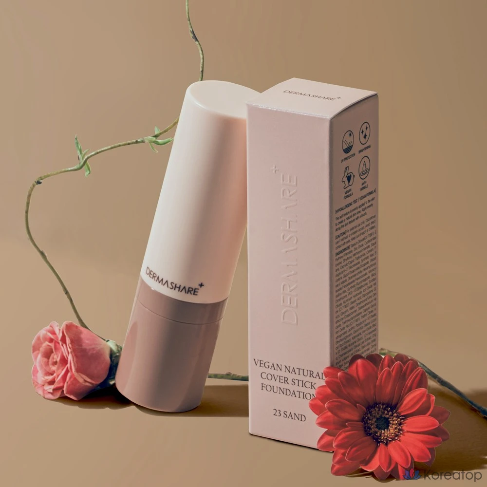 Тональный крем-стик Dermashare Vegan Natural Close-Fit Cover Stick Serum Foundation SPF50+ PA+++ 14 г, 1 шт., № 21, цвет слоновой кости