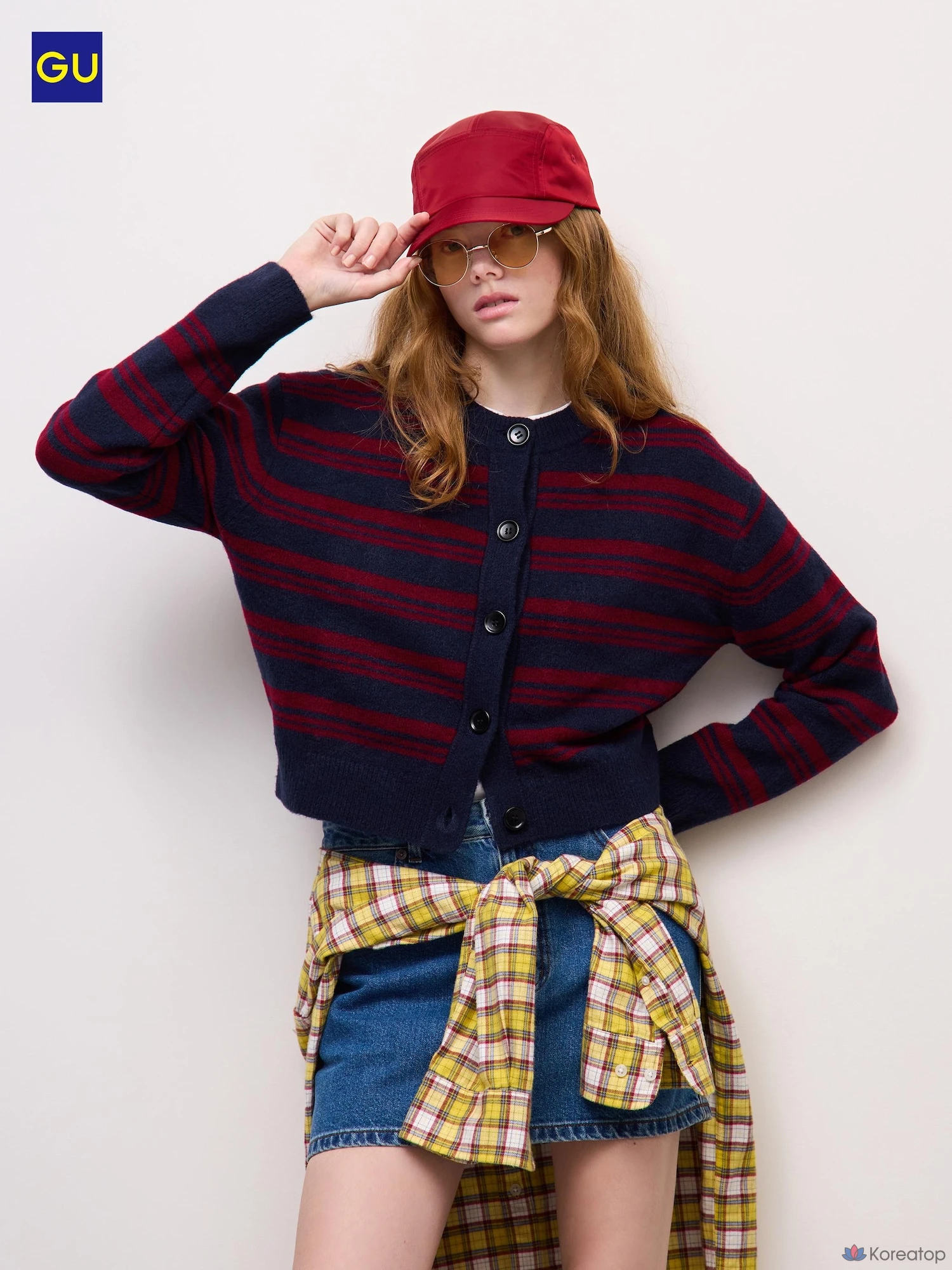 Кардиган Uniqlo Puppy Touch Knit Striped Crewneck Cardigan