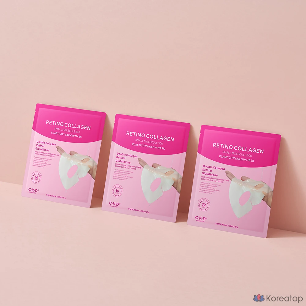 Маска для лица CKD Chong Kun Dang Health Retino Collagen Low Molecular 300 для повышения эластичности и сияния кожи, 10 шт. (4 упаковки), фото 2