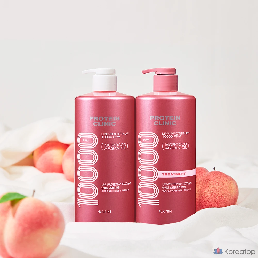 Шампунь Elastine Protein Clinic 10000 с марокканским аргановым маслом, с ароматом персикового цветка, 1 л, 1 шт.