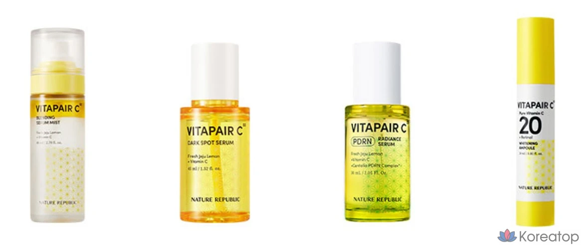 Набор Nature Republic Vitapair C: сыворотка от прыщей 90 мл + тоник 30 мл + пенка для умывания 30 мл + ватные диски