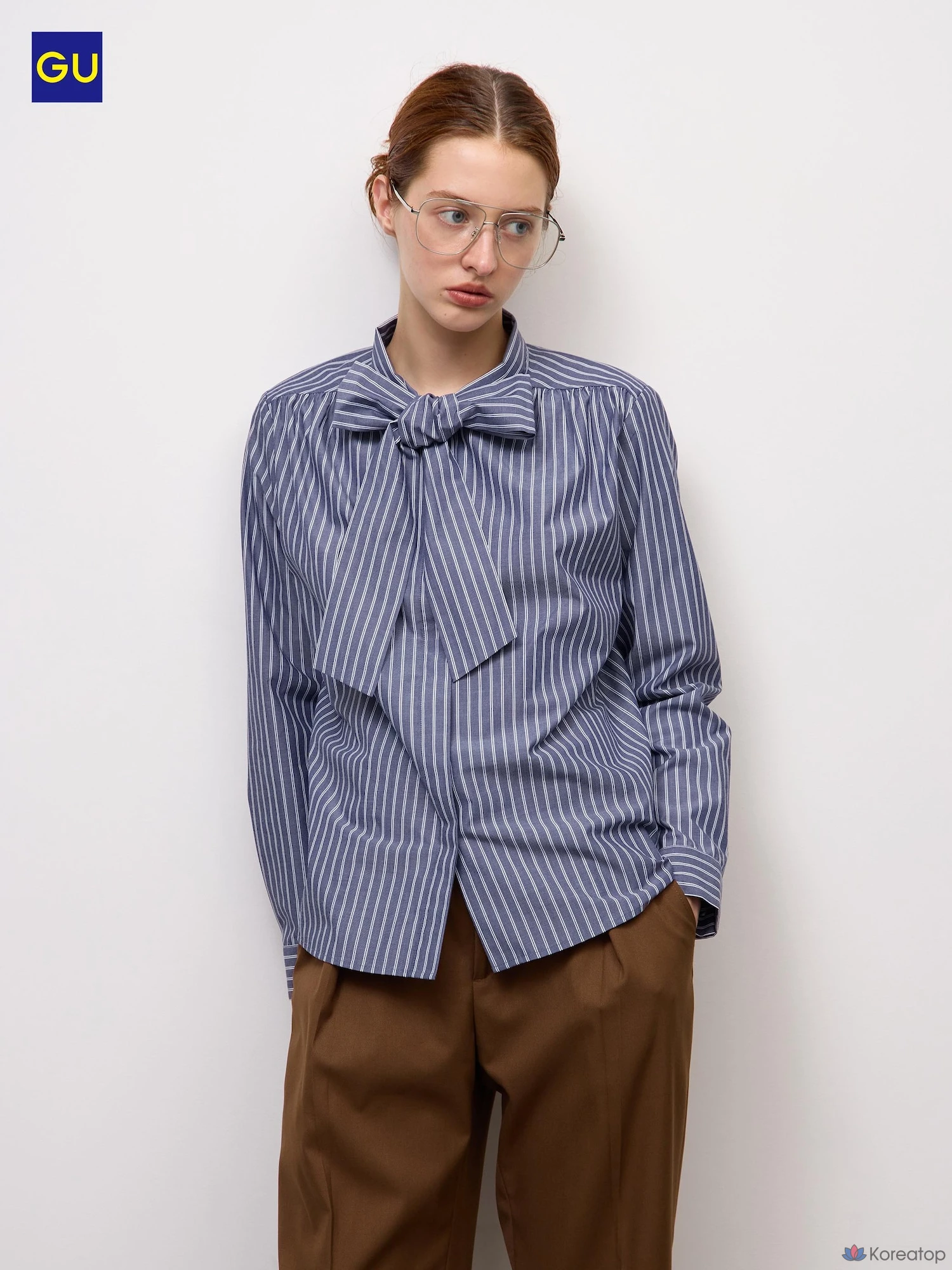 Блузка Uniqlo Bow Tie Stripe Blouse