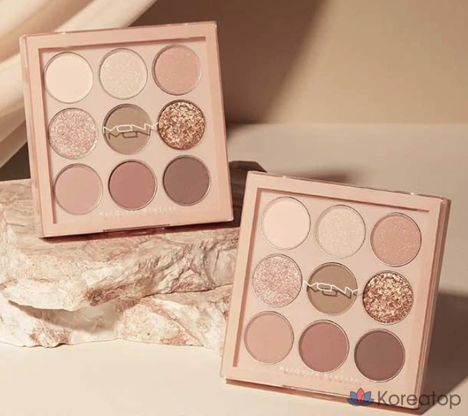 Палитра теней для век Mqny New York 1001 Tone-on-Tone Shadow Palette Pro, 9 оттенков, Nude Mood, 1 шт., фото 6