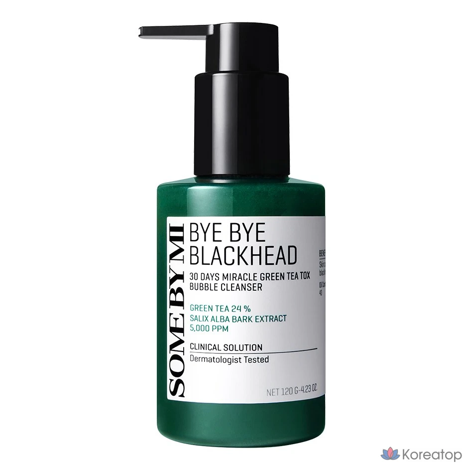 Очищающая пенка для лица Some By Mi Bye Bye Blackhead 30 Days Miracle Green Tea Tox Bubble Cleanser, 1 шт., 120 г