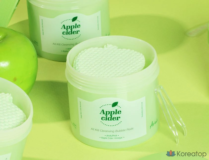 Очищающие пенные подушечки для лица Ariel с яблочным уксусом, 60 листов, 1 упаковка