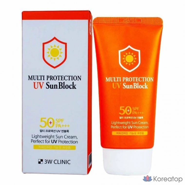 Многофункциональный солнцезащитный крем с УФ-защитой SPF50+ PA+ для защиты кожи от УФ-излучения.