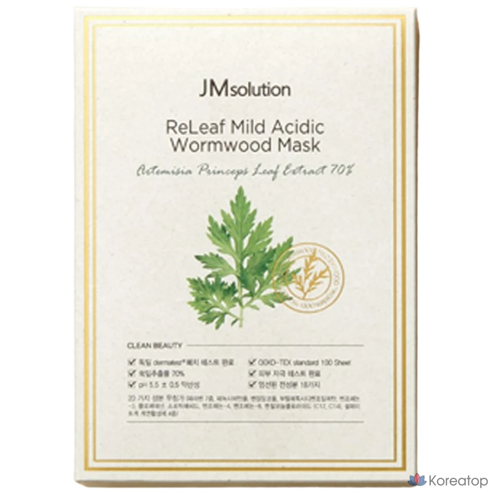 JM Solution Relief Мягкокислотная маска с экстрактом полыни, 10 листов, упаковка из 7 штук