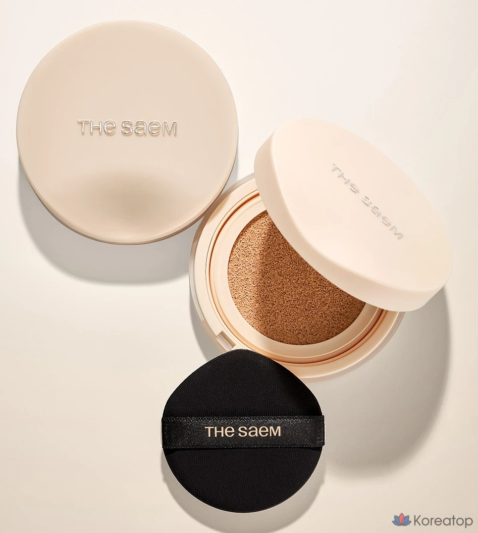 Набор консилера The Saem Cover Perfection Concealer Cushion Renew 12 г + сменный блок 12 г, оттенок 1.5 Natural Beige, 1 шт.