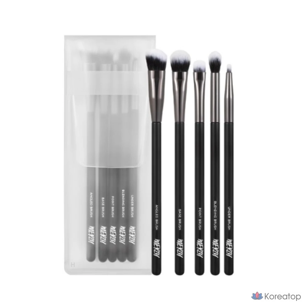 Набор кистей для макияжа глаз MERZY Eye Makeup Kit, 5 штук, 5 кистей, черные, 1 шт.