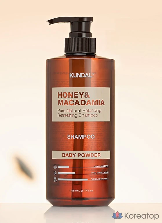 Шампунь Kundal Honey & Macadamia Nature с ароматом детской присыпки, 1,058 л, 1 шт., фото 2