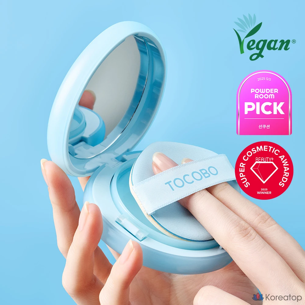 Солнцезащитный крем Tokobo Blur Finish Sun Cushion SPF50+ PA++++, 1 шт., цвет: хлопок, синий., фото 3