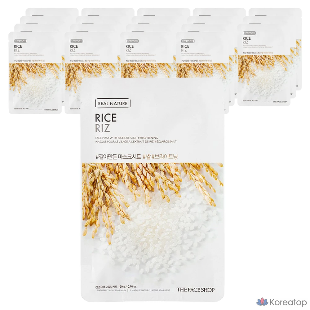 Рисовая маска для лица The Face Shop, 1 упаковка, 20 листов
