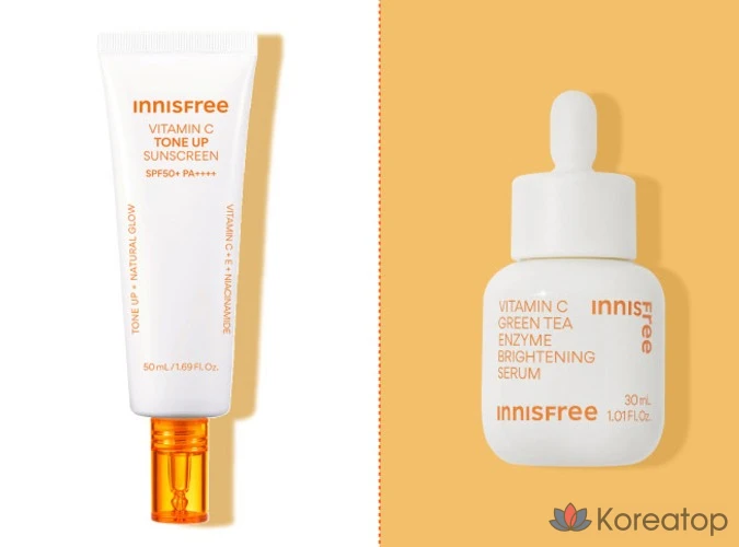 Набор Innisfree Vita C Green Tea Enzyme Blemish Toning Serum 30 мл + 15 мл + 2 подушечки, 1 шт.