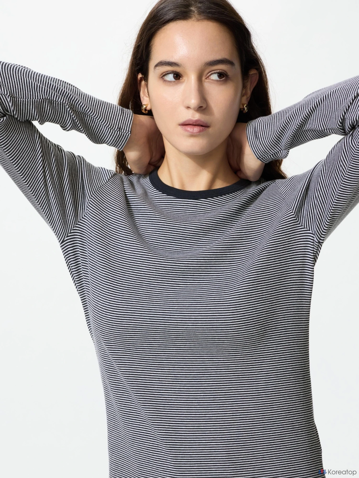 Футболка с длинным рукавом Uniqlo Soft Rib T, в полоску