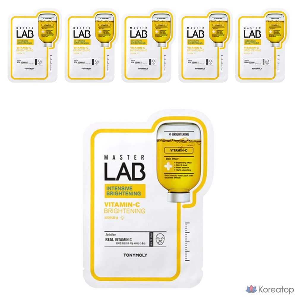 Тканевые маски для лица Tony Moly Master Lab с витамином С, 6 штук, 1 упаковка