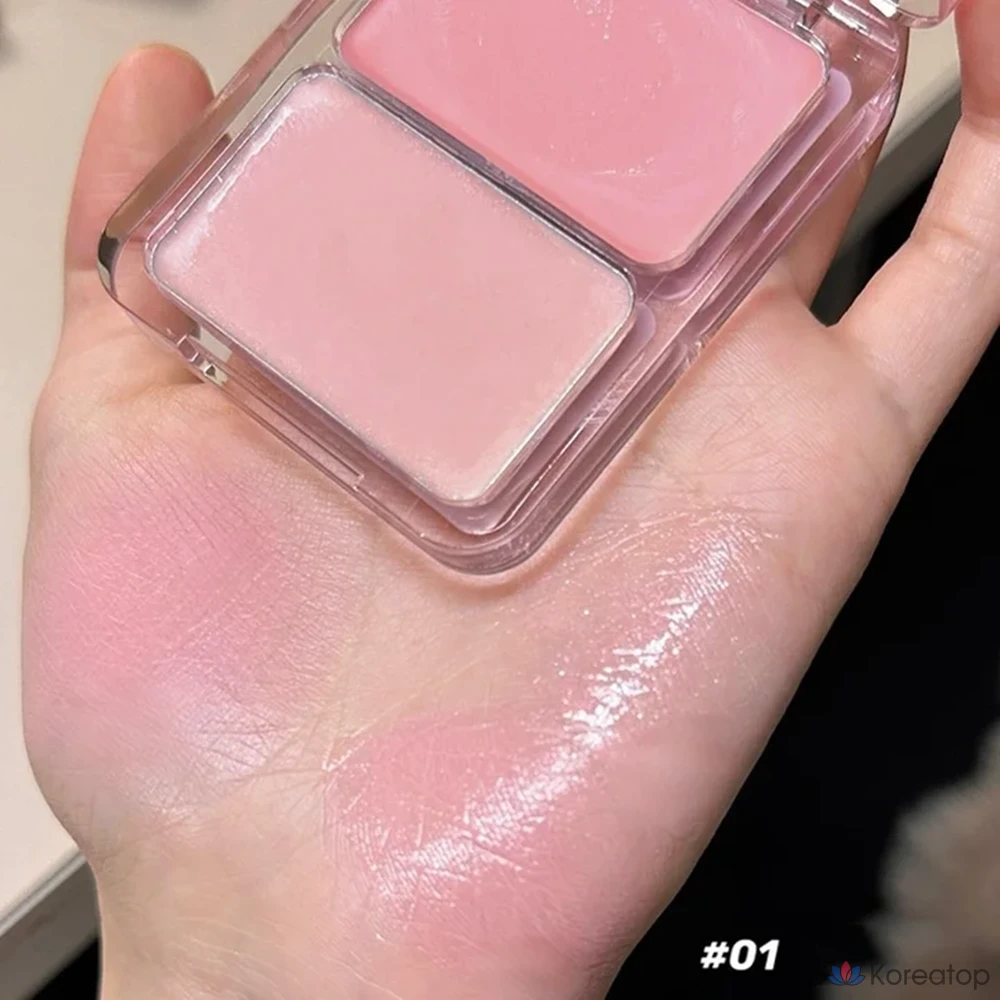 Voltouch Blush Cream Water Glow Dual Cheek Pact Blusher Water Glow Dual Cheek Pact Glass Skin Two-Tone Blusher Cheek Blusher, 1 шт., персиково-розовый