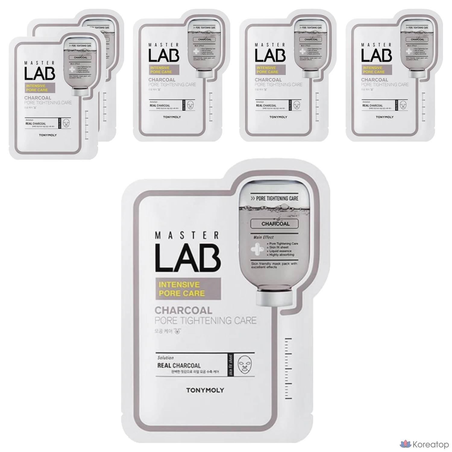 Маска для лица Tony Moly Master Lab с древесным углем, 19 г, 1 упаковка, 6 штук.