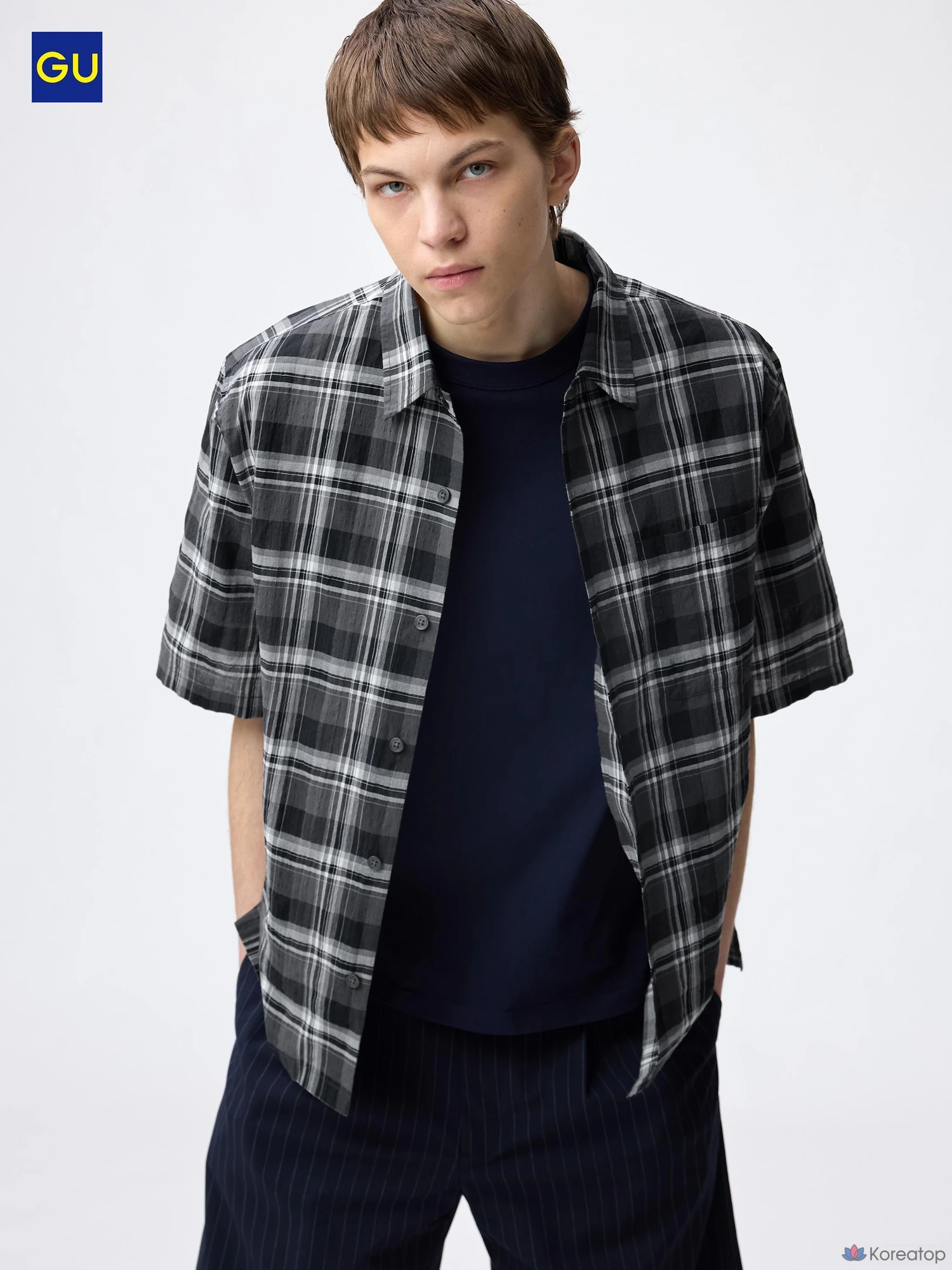 Рубашка Uniqlo Texture Pattern Short Sleeve Shirt