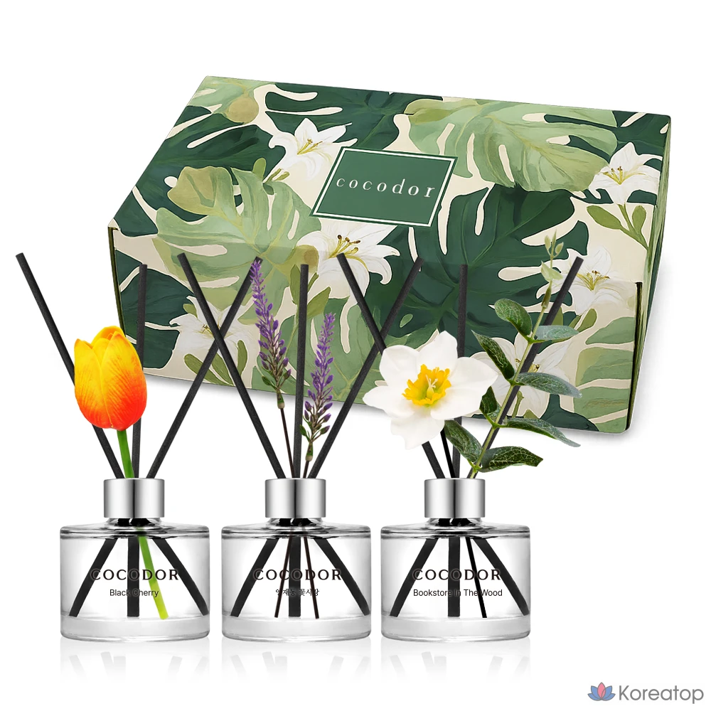 Диффузор для дома Cocodor Botanic Scent, оттенок B (Black Cherry + Yangjae Flower Market + Bookstore in the Wood), 120 мл, 3 шт.