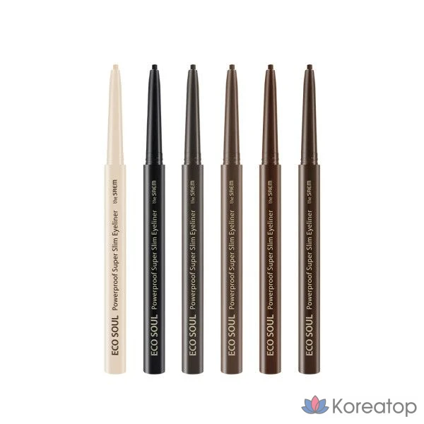 Карандаш-лайнер The Saem Eco Soul Powerproof Ultra Slim Pencil Liner, 14.BR03 Teddy Brown x BR05 Choco Brown, 1 шт.