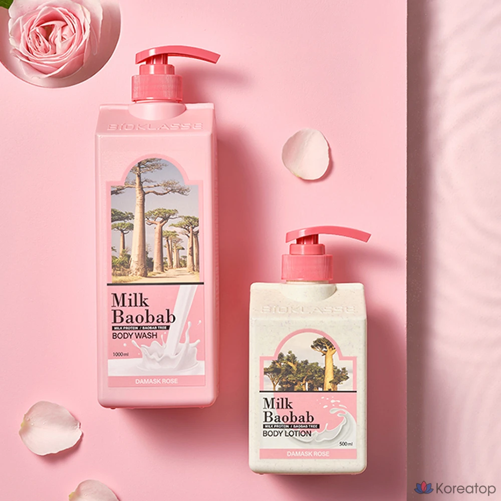 Гель для душа Milk Baobab с ароматом дамасской розы, 1 л, 5 штук., фото 3