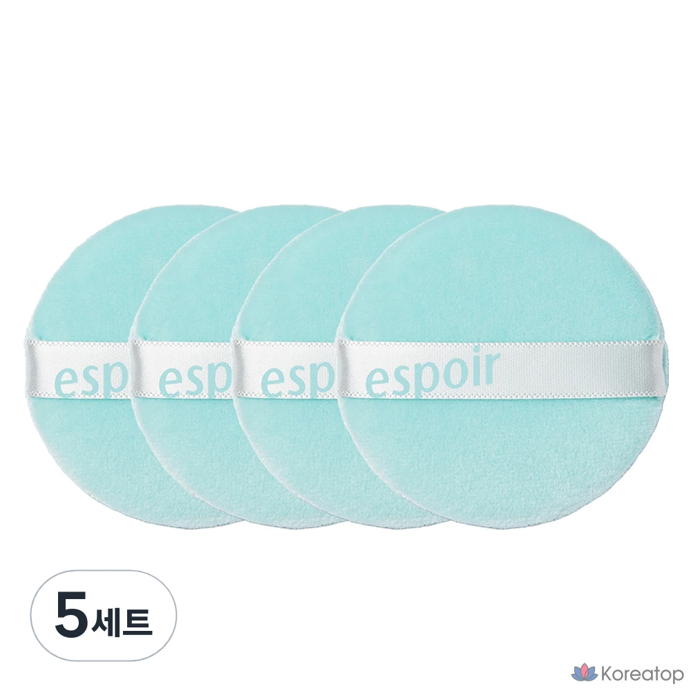 Набор из 4 пуховок для фиксации макияжа Espoir Fresh Setting Powder Puff, мятный цвет, набор из 5 штук.