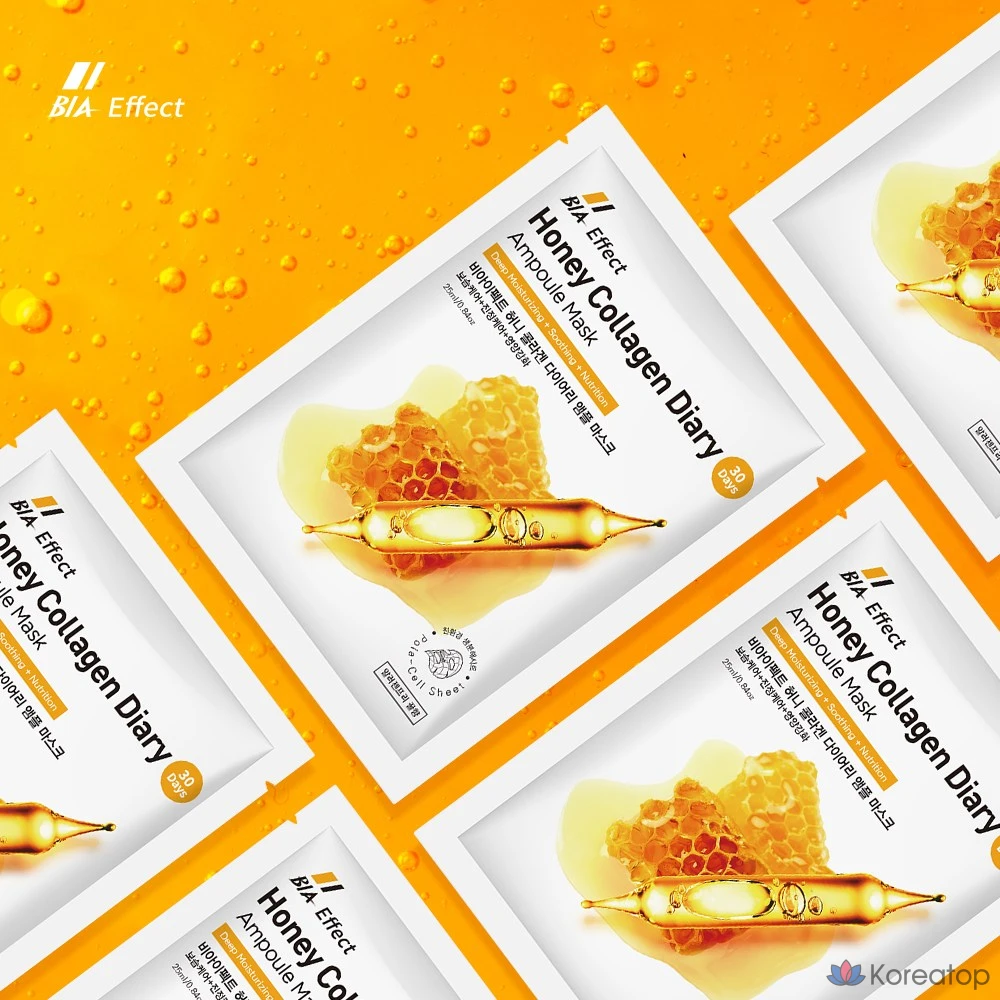 Набор ампул-масок BIA EFFECT с медом и коллагеном, 25 мл, 1 упаковка, 50 штук, фото 4