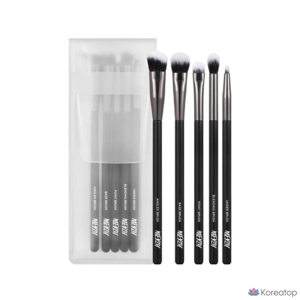 Набор из 5 кистей для макияжа глаз MERZY Eye Makeup Brush Set, черный, 1 шт.