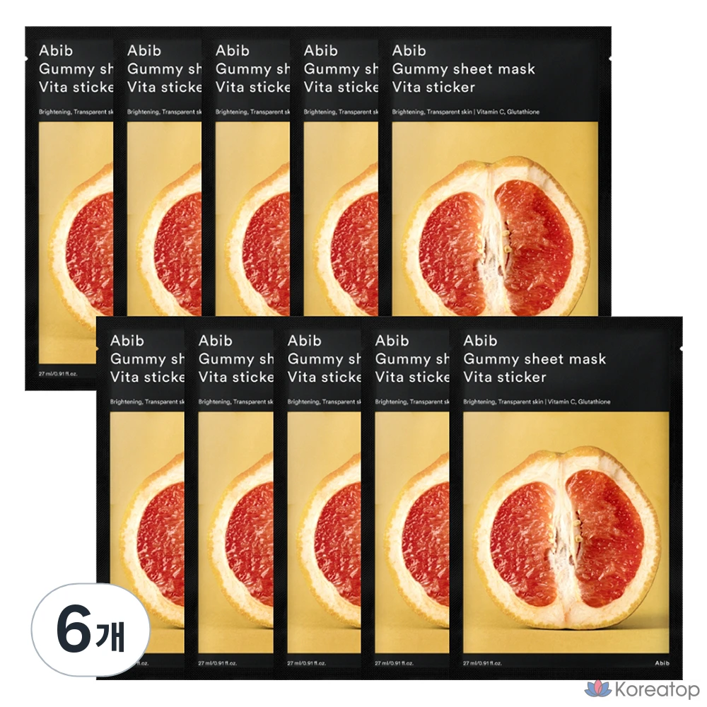 Набор наклеек для маски Abib Gum Sticker Sheet Mask Vita Sticker, 27 мл, 10 штук, 6 штук