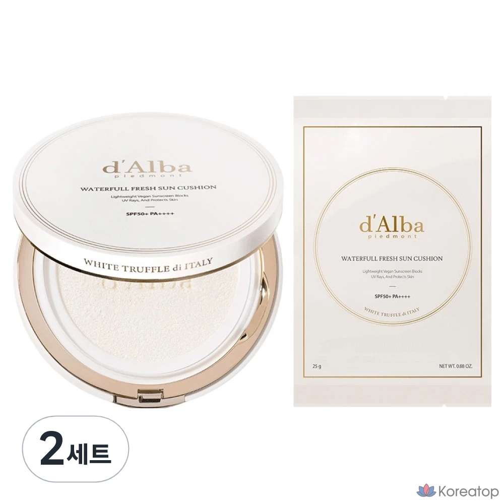 Солнцезащитный крем D'alba Waterful Fresh Sun Cushion + набор сменных блоков SPF50+ PA++++, 25 г, 2 комплекта